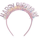 CIEHER Birthday Tiara, Pink Glitter Letter Headband for Women & Girls, One Size Fits All, Birthday Party Decoration