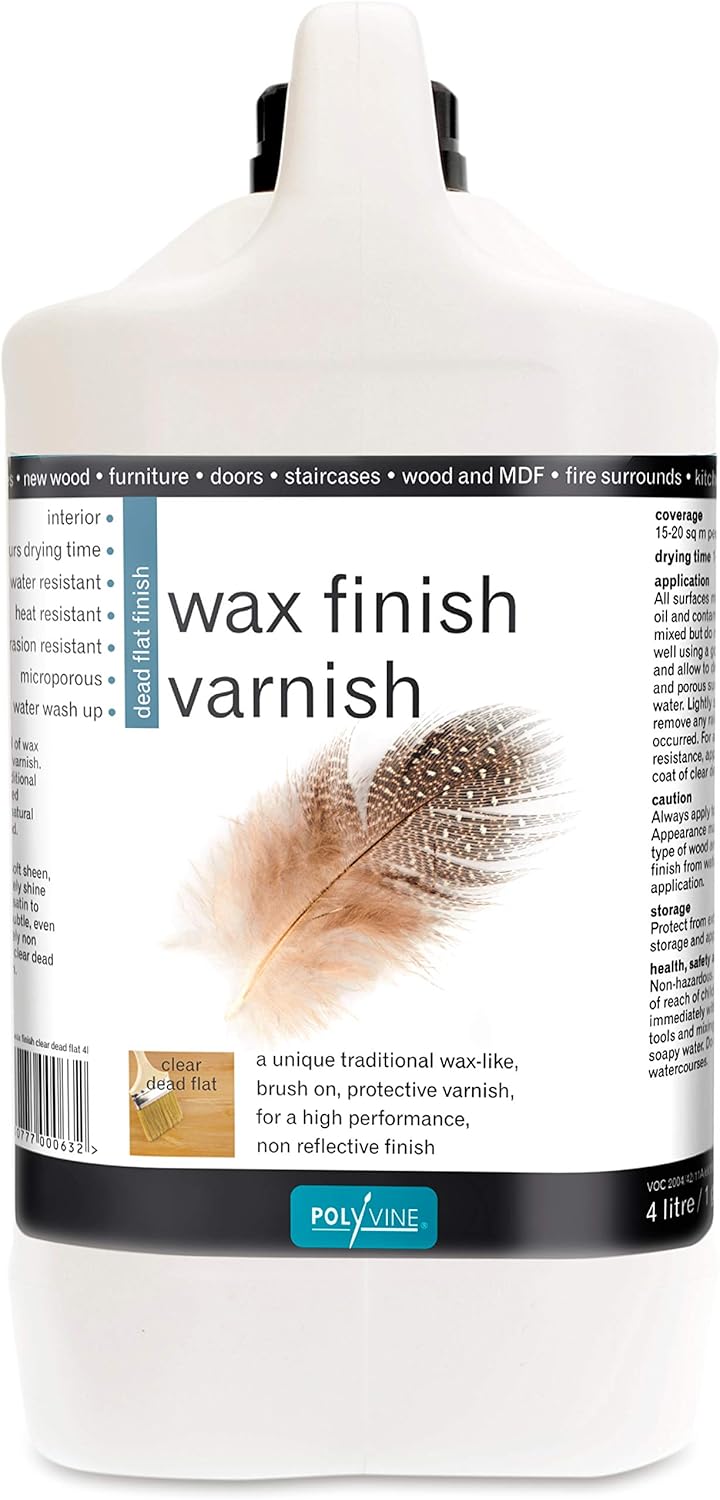 Polyvine Wax Finish Varnish Dead Flat 4 Litre Amazon.co.uk DIY