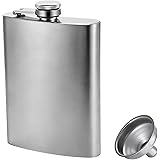 Hillside-Kit Hip Flask for Liquor 8 Oz Stainless Steel Leak proof with Funnel Flask set men flask women flask set (Silver)