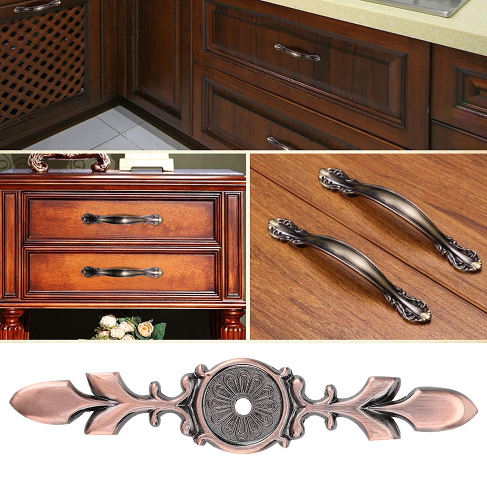 YWBL-WH 10pcs Zinc Alloy Cabinet Knobs Handle Back Plate Retro Single Hole Door Handle Backplate(Copper, 118mm)