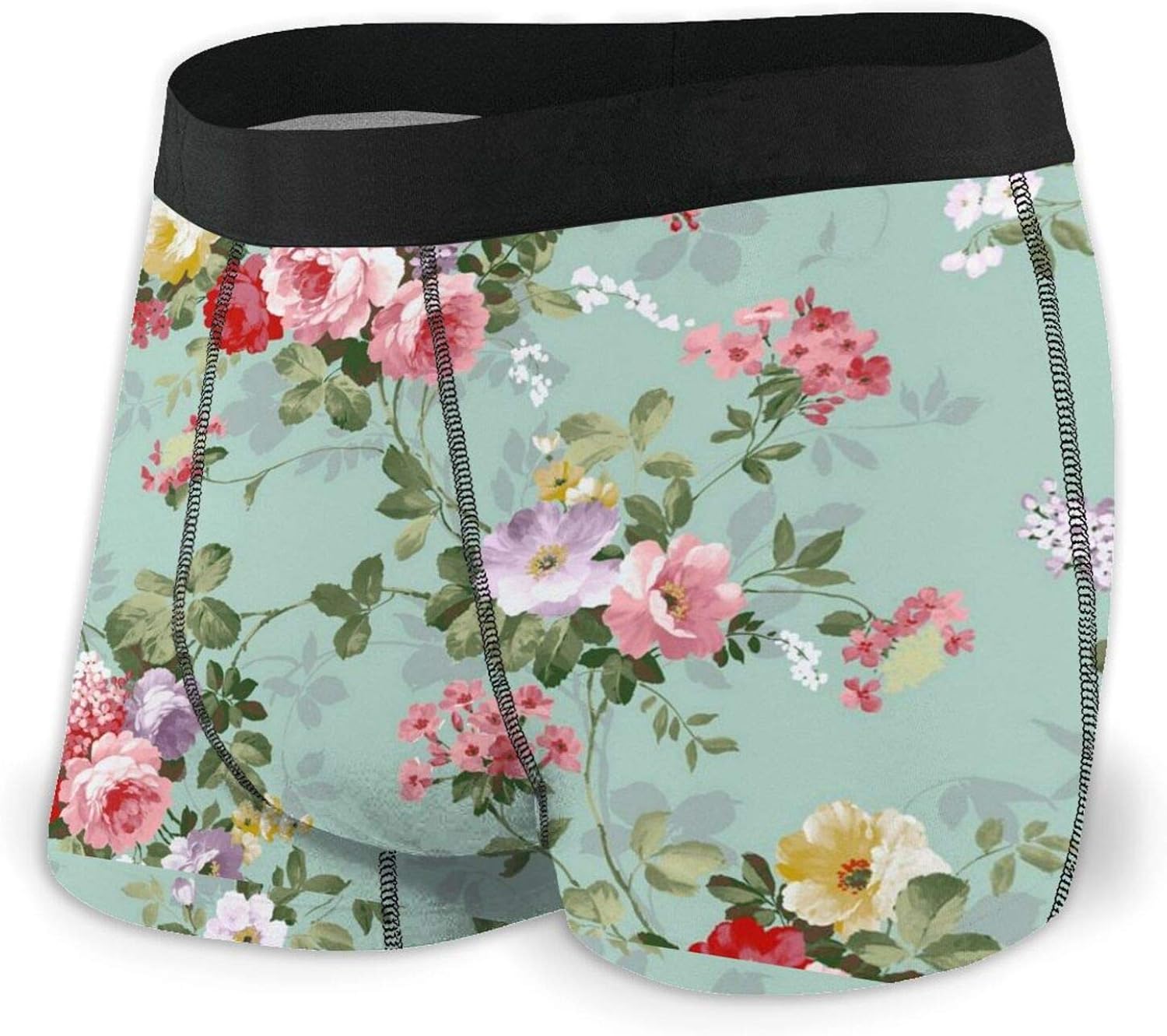 Men Boxer Briefs Vintage Floral Flowers Pattern Comfort Classic