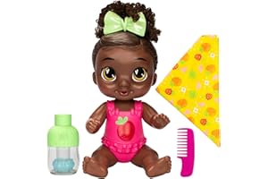Baby Alive Shampoo Snuggle Berry Boo Black Hair 11 Inch Water Baby Doll Playset, Toys for 3 Year Old Girls & Boys & Up