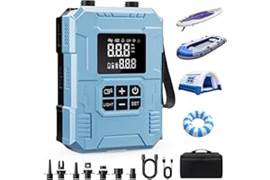 S8 Electric Paddle Board Pump, 22 PSI Cordless Rechargeable SUP Pump, 4X Faster Dual-Stage Inflation & Deflation, Portable Ai