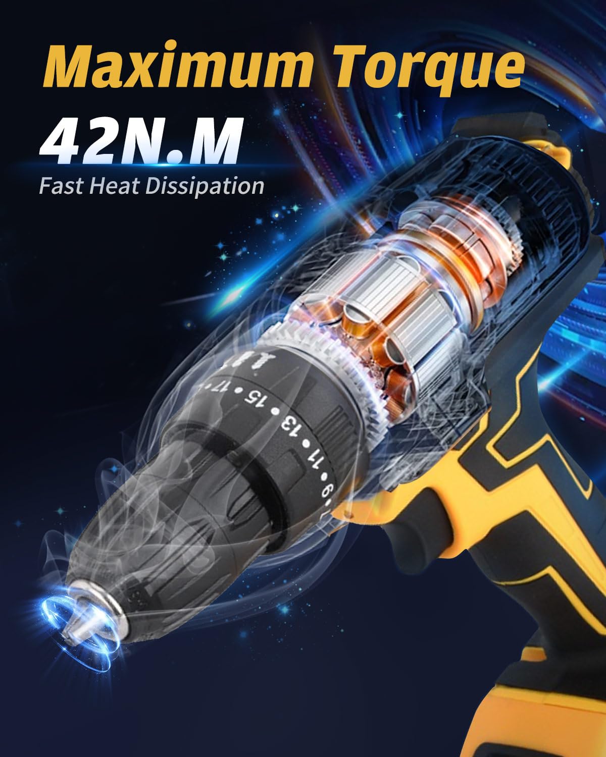 KALAHOL Cordless Drill Set 21V, 99PCS Electric Screwdriver Set with 2 Batteries 2000mAh, 25+3 Torque Cordless Hammer Drill, 42N.m Max, 2 Speed, LED Work Light for Home and Garden DIY Project