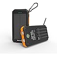 Durecopow Solar Charger Power Bank 20,000mAh, Portable Charger, 4 Cables 3 Ports Fast Charging External Battery Pack with USB C for Cell Phones, Solar Panel Charger with Dual Flashlight for Camping
