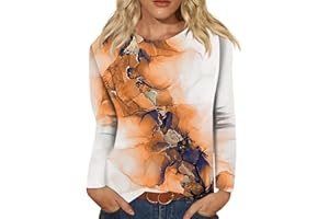 BARNRAE Vintage Tees for Women Women's Fashion Casual Round Neck Long Sleeve Printed T-Shirt Top