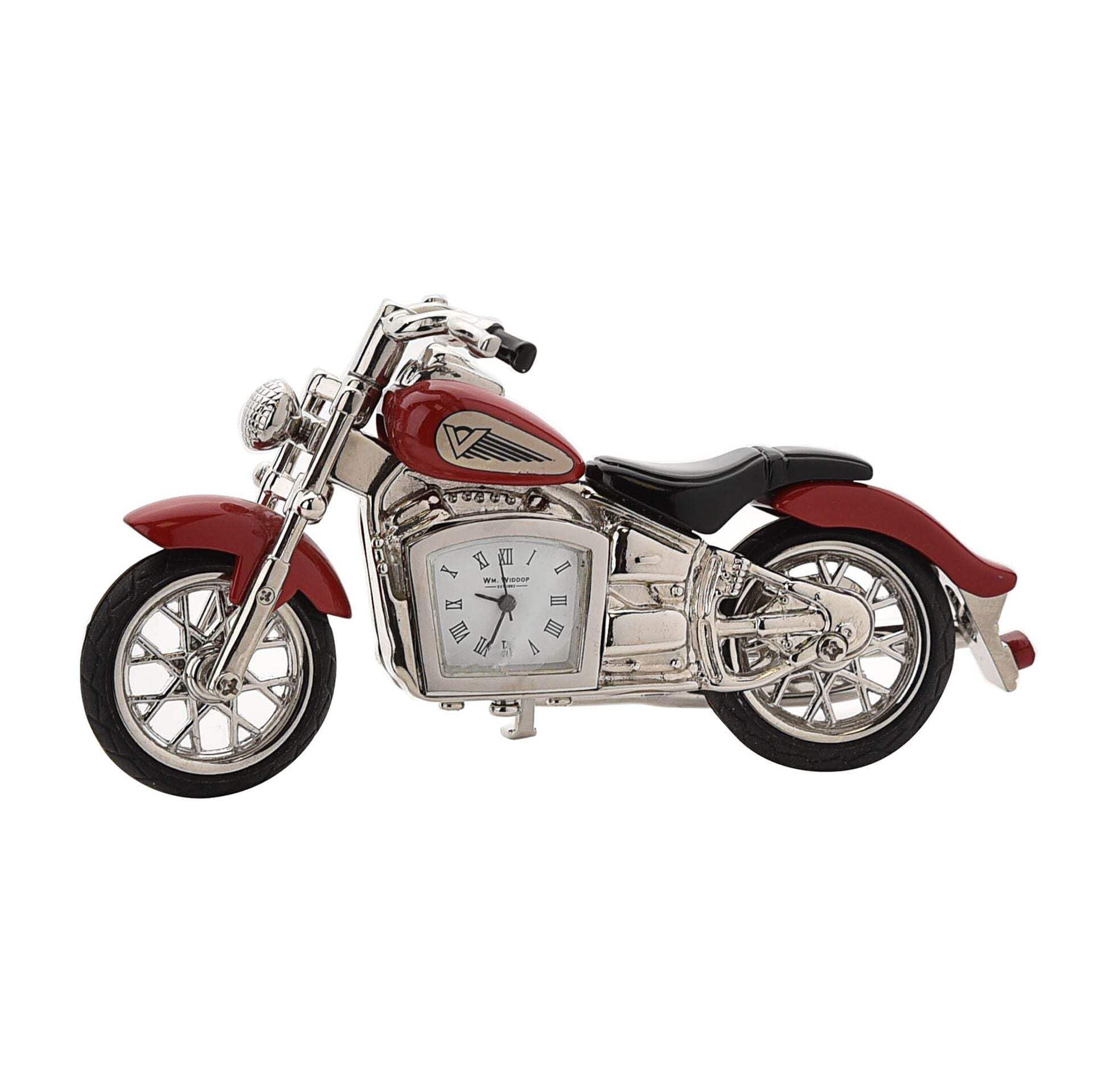 Miniature Red Indian Style Motorbike Novelty Collectors Clock - 9497Red