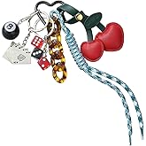 WEWAYSMILE Designer Rope Bag Charm Cherry Purse Charms for Handbags 8 Ball Keychain for Backpacks Wallets Car Key Accessories