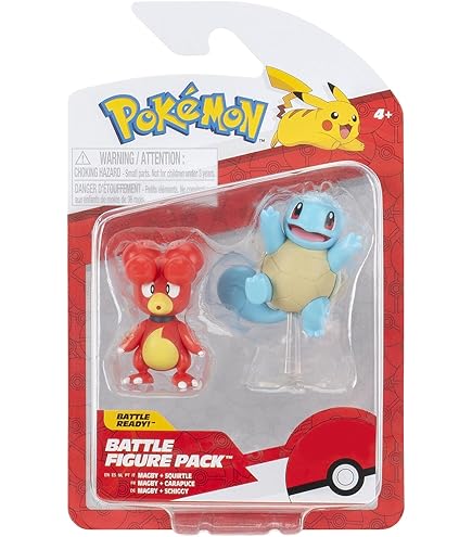 Paquete De 3 Figuras De Batalla Pokémon, Con Figuras De Batalla De Turtwig, Pikachu Y Magmar De 3 Pulgadas (PKW2681