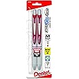 Pentel EnerGel Pearl Retractable Liquid Gel Pen, Needle Tip (0.7mm) Medium Line, Red Ink, 2-Pk (BLN77WBP2B)