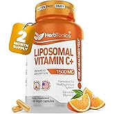 Liposomal Vitamin C Capsules 1500mg Immune Support Supplement | Immune System Health | High Absorption Vitamin C | Contains Collagen | 120 Vegan Capsules Non-GMO