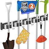 reliahom 2 Pack Broom Holder Mop Hanger Wall Mount Metal Organization Garage Storage System Garden Kitchen Tool Organizer(5 R