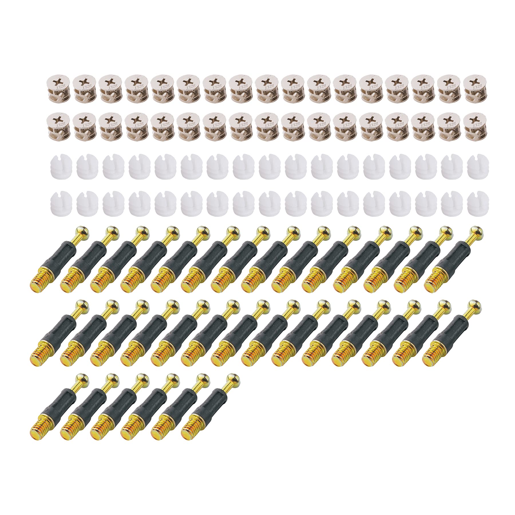 LOOTICH Fixing Screw Eccentric Cam Ø14.7mm and Bolts Fitting Dowels M6x32mm with Pre-Inserted Nuts M6 for Flat Pack Furniture Cabinet Locking Connecting Black (34 Set)