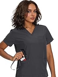 floralhue Scrub Tops for Women, Curved V-Neck Scrub