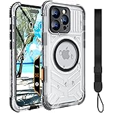 Evcing for iPhone 16 Pro Max Waterproof Case Compatible with MagSafe, IP68 Underwater Case Built-in Screen Protector, Slim Translucent 360° Full Body Protection, 12FT Military Grade, 6.9 Inch (Black)