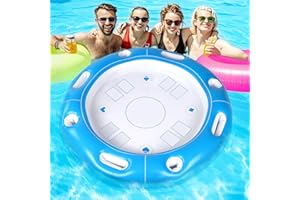 Floating Pool Games Table Set, Include 1pcs 39.37in Inflatable Floating Card Table Tray with 8 Food Drink Holders and 1 Deck 