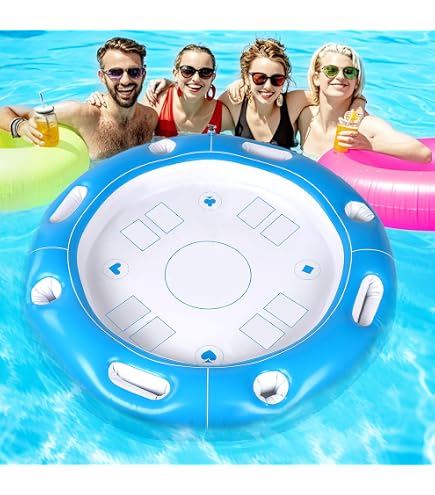 Table Flottante Gonflable Pour Piscine 100×100 Cm – Plateau Jeux Cartes, Boissons & Glaçons – Accessoire Été Fun