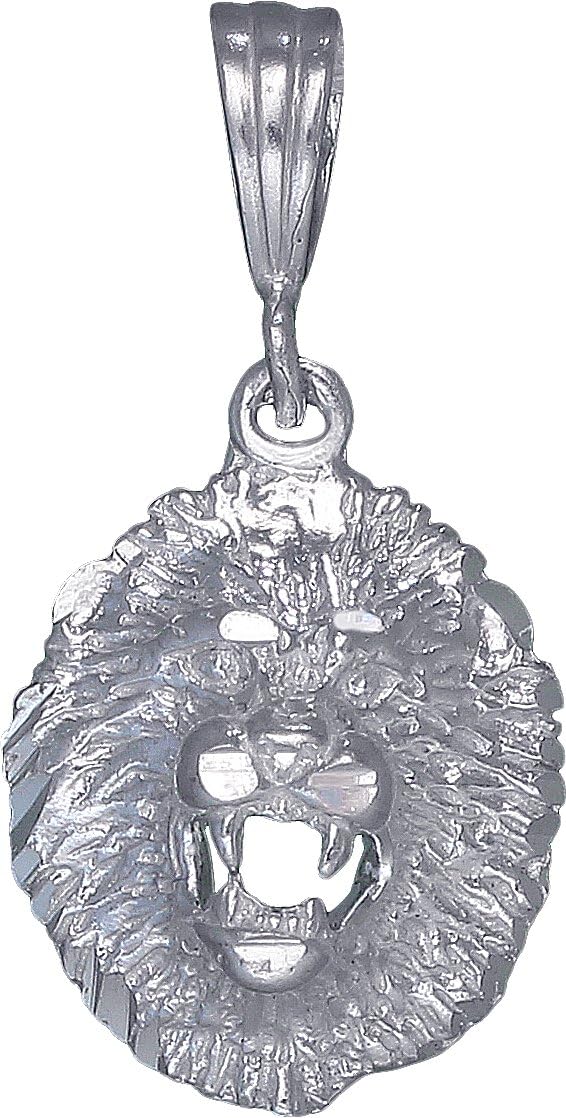 eJewelryPlus Sterling Silver Lion Charm Pendant Necklace Diamond Cut Finish with Chain