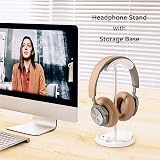 QinCoon Headphone Stand White Curved Storage Tray Heavy Base for AirPods Beats view 2