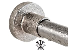 BRIOFOX Tension Curtain Rod 43-73 Inches Brushed Nickel, Rustproof and Non-Slip and Heavy Duty Shower Curtain Rod for Window or Bathroom, 304 Stainless Steel