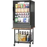 Mini Fridge Stand with Storage, Small Refrigerator Stand with Wheels, Rolling Mini Fridge Cart-Max Load 300 LBS Heavy Microwave Printer Stand Utility Cart for Dorm, Apartment, Kitchen, Office (Brown)