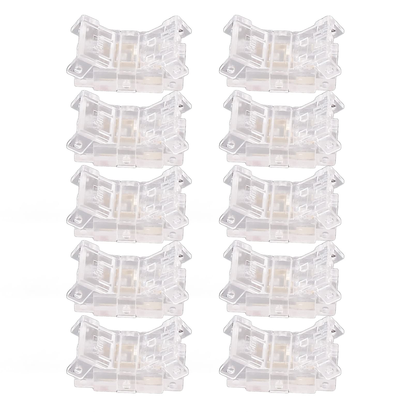 Zerodis 10Pcs 2 Pin LED Connector Solderless Adapter COB LED Strip to Wire Connector 2Pin 8mm Transparent Solderless LED Strip Connector LED Lights Extension
