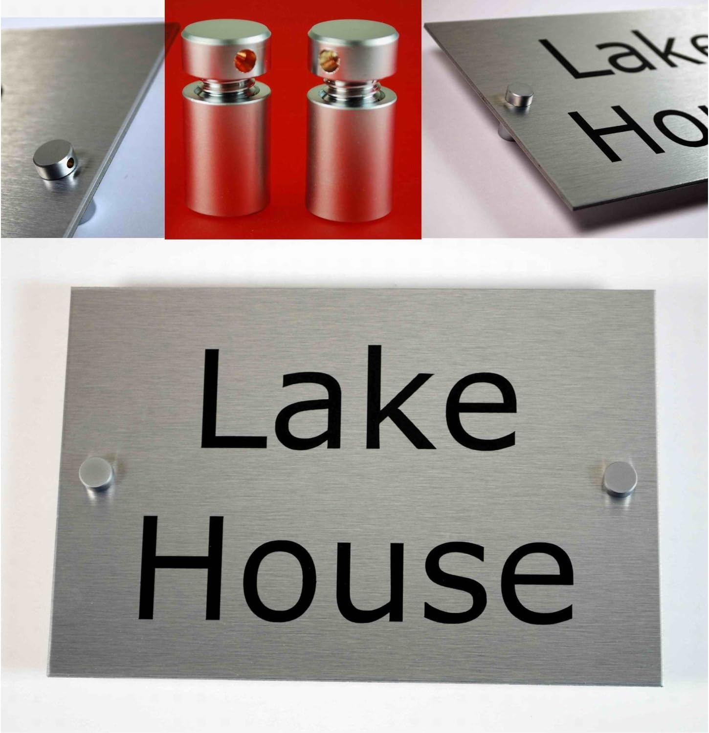 House Number Sign / Plaque Brushed Aluminium