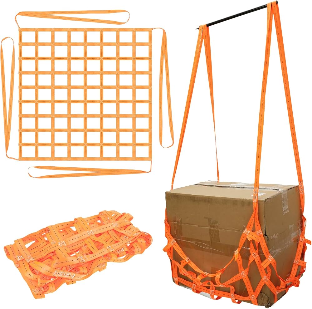 Jetcloud 1x1M Polyester Cargo Hoisting Net 300KG Load Capacity Orange Safety