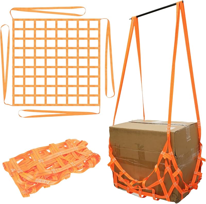 Jetcloud 1x1M Polyester Cargo Hoisting Net 300KG Load Capacity Orange Safety