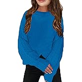 INFULEIMU Girls Sweaters Crewneck Long Sleeve Kids Sweater Fall Winter Chunky Knit Pullover Jumper 5-14