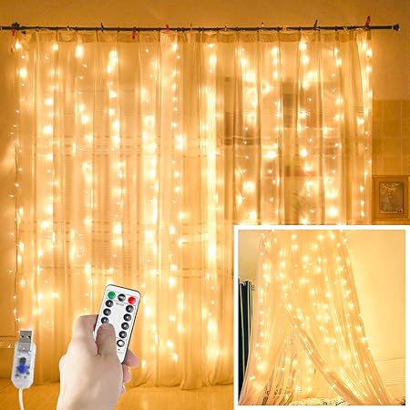 hanging white lights in bedroom