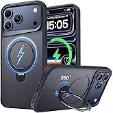 Xitufine Compatible with iPhone 17 Pro Case, with 360° Magnetic Stand [Compatible with MagSafe] [Military Drop Protection] Shockproof Translucent Matte Case for 17 Pro 6.3 Inch, Black