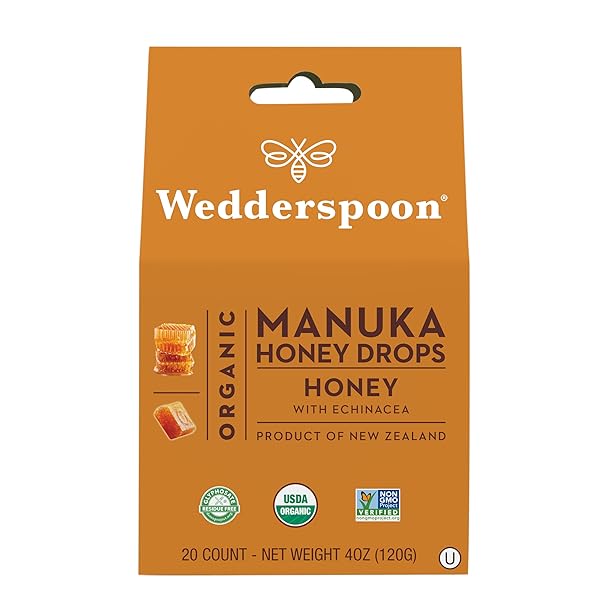 WEDDERSPOON ORGANIC MANUKA HONEY DROPS, HONEY & ECHINACEA,...