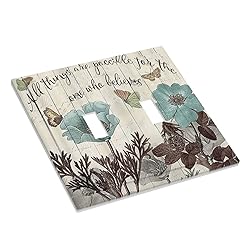 Teal Tulip Rustic Floral Wood Flower Double Toggle
