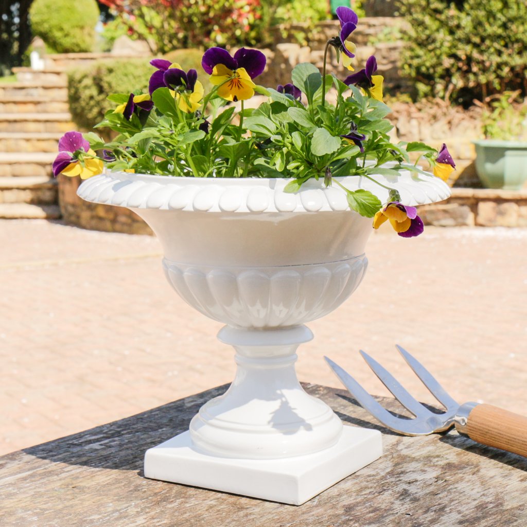 Dibor Large Classical Style White Urn Planter Flower Pot with Square