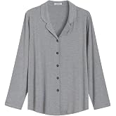 Latuza Women's Bamboo Viscose Sleep Shirt Long Sleeve Button Down Pajama Top