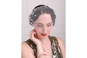 Aimimier Bridal Short Veil with Pearl Comb White Single-layered Birdcage Veil for Wedding