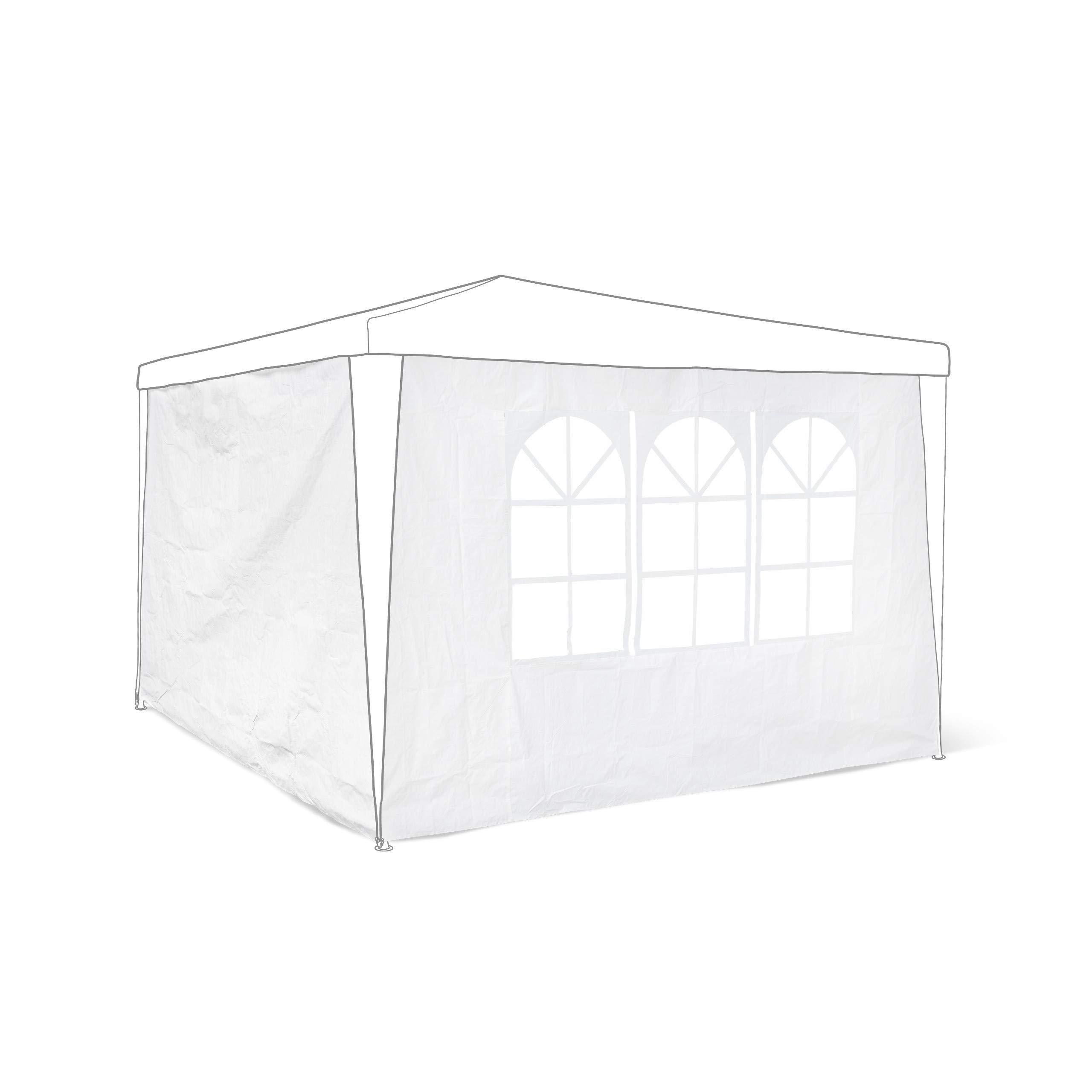 Relaxdays Side Parts Set of 2 for 3x3m Gazebo Pavilion Tent, Walls w Windows for Canopy, Privacy Screen for Party Tent, White