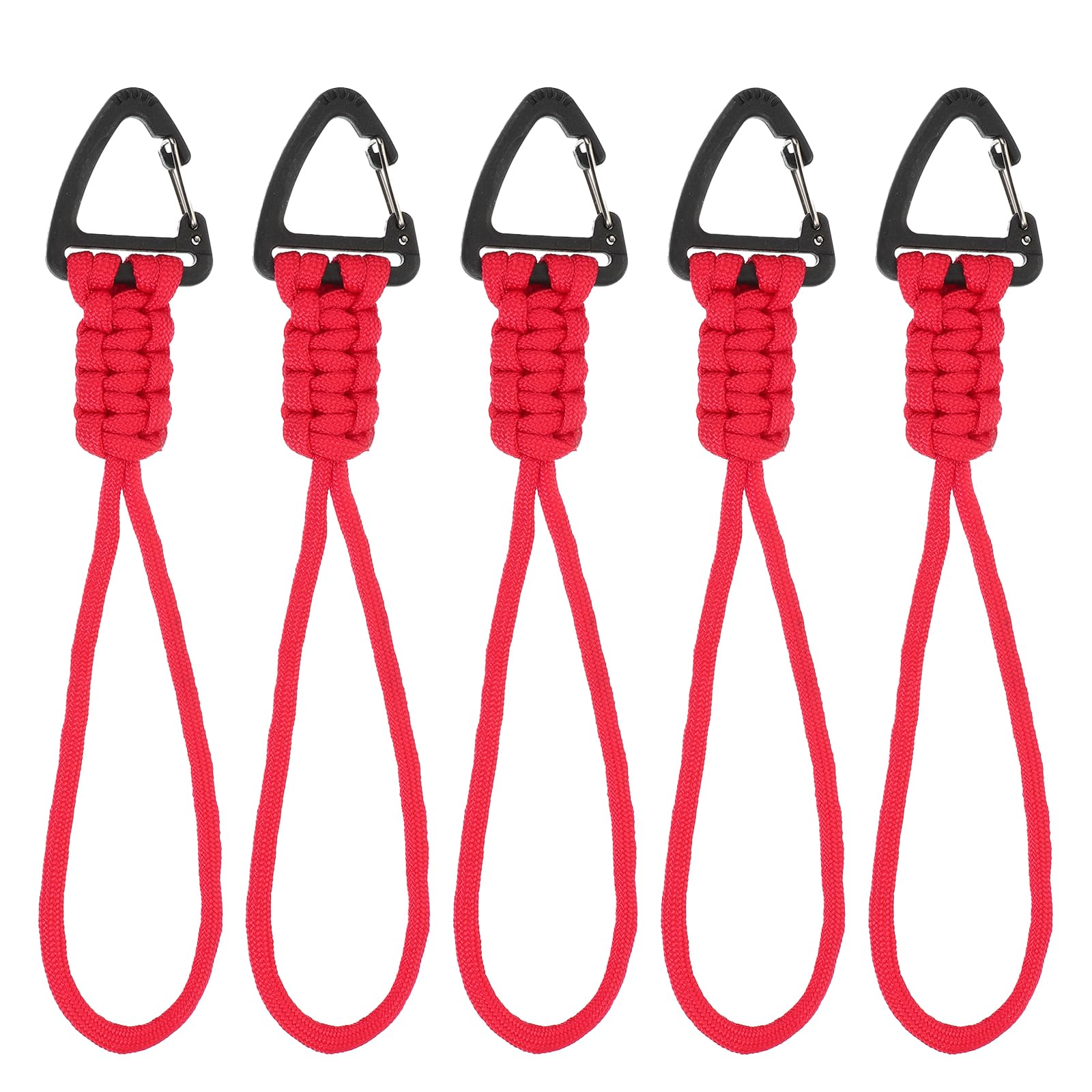 PATIKIL Paracord Keychain, 5 Pcs Survival Lanyard Keychain Cord with Hook Suitable for Camping Hiking Clip Key Backpack Tool Outdoor Fishing Key Ring, Red