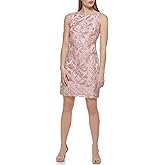 Vince Camuto Womens Sleeveless High Neck Sequin Shift Mini Dress