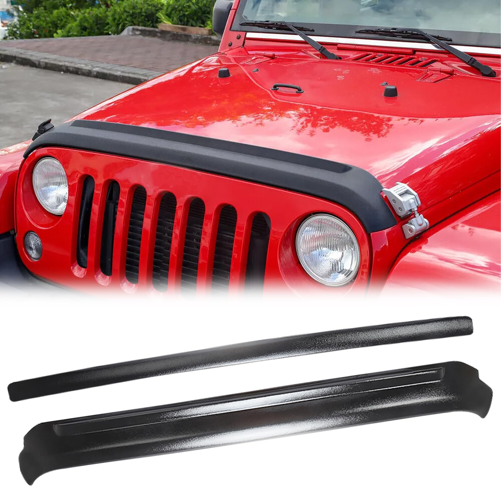 Photo 1 of Hood Deflector Hood Protector with Tailgate Protector Compatible with 2007-2018 Jeep Wrangler JK Hood Protector Bug Deflector Stone Guard