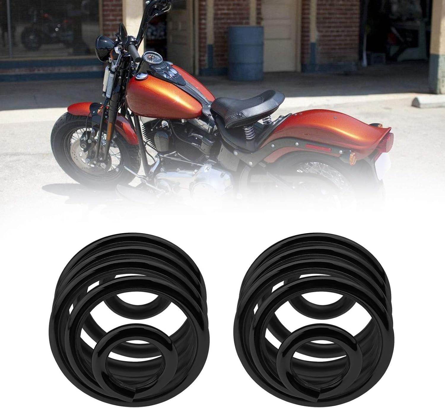 Create idea Pair of Black Solo Seat Springs 2 Inch Steel Retor Vintage Old School Style Barrel Shape Spring Seat Mounting Fit for Motorcycle Bobber Chopper Custom - Image 3