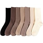 Riccess 7 Pairs Comfortable Fashion Wool Socks for Girls and Women - Above Ankle Crew Stretch Neutral for All Seasons