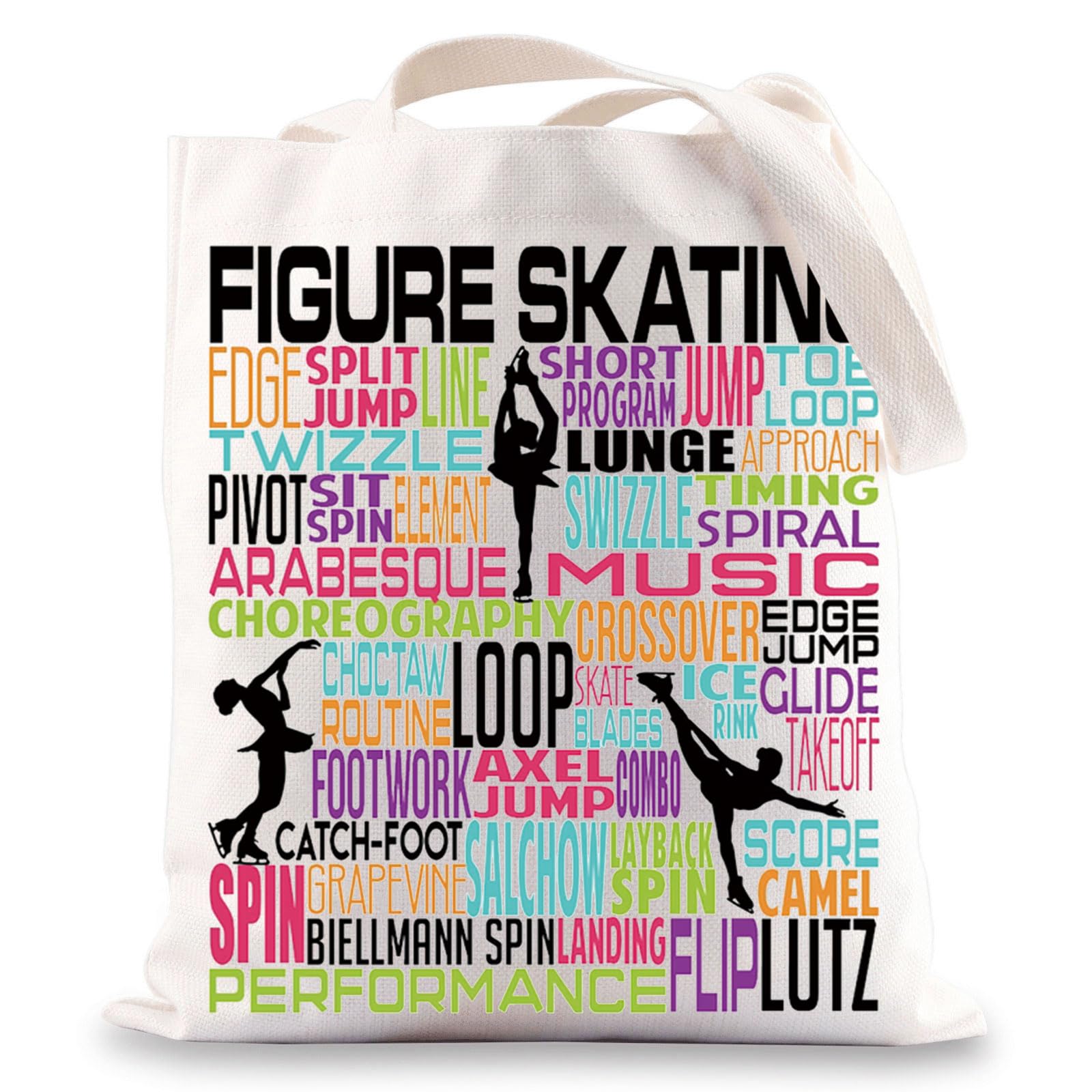 BWWKTOP Figure Skating Tote Bag Figure Skater Gifts Ice Skater Gift Skating Shoulder Bag For Skating Lover Skating Team, Figure Skating, One Size