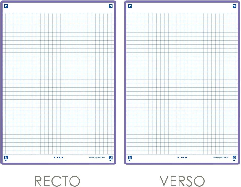 Oxford Revision 2.0 Pack of 50 Cards A5 Size (14.8 x 21 cm) Small Squares on Both Sides and Purple Frame - Image 3