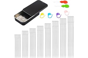 Eketirry 40PCS Large Eye Sewing Needles, 8 Sizes Hand Sewing Sharp Needles, Embroidery Needle, Leather Needle,Stainless Steel