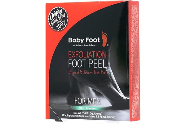 Baby Foot - Original Foot Peel Exfoliator For Men - Foot Peel Mask - Repair Rough Dry Cracked Feet and remove Dead Skin, Repair Heels and enjoy Baby Soft Smooth Feet 2.7 Fl. Oz. Mint Scented Pair