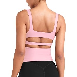 YEOREO CoreFlex Workout Tank Tops Women Open Back Built in Bra Yoga Tops | Padded Bra,Hollow Back,Longline,Yoga,Crop Top,Back