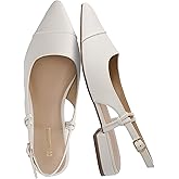 CUSHIONAIRE Women's Forever Pointed Toe Sling Back Dress Shoe +Memory Foam, Wide Widths Available, Cream Smooth