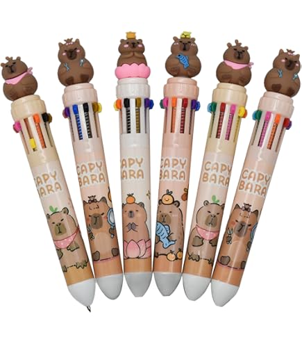 Kit Cadeau Capybara - 12 Crayons + 4 Gommes Amusants Pour Enfants, Idéal Pour L'École Et Les Anniversaires